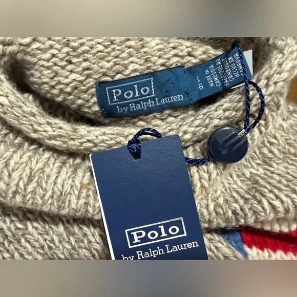 New Polo Ralph Lauren Wool Iconic Flag Sweater Roll Neck America USA - Picture 5 of 9